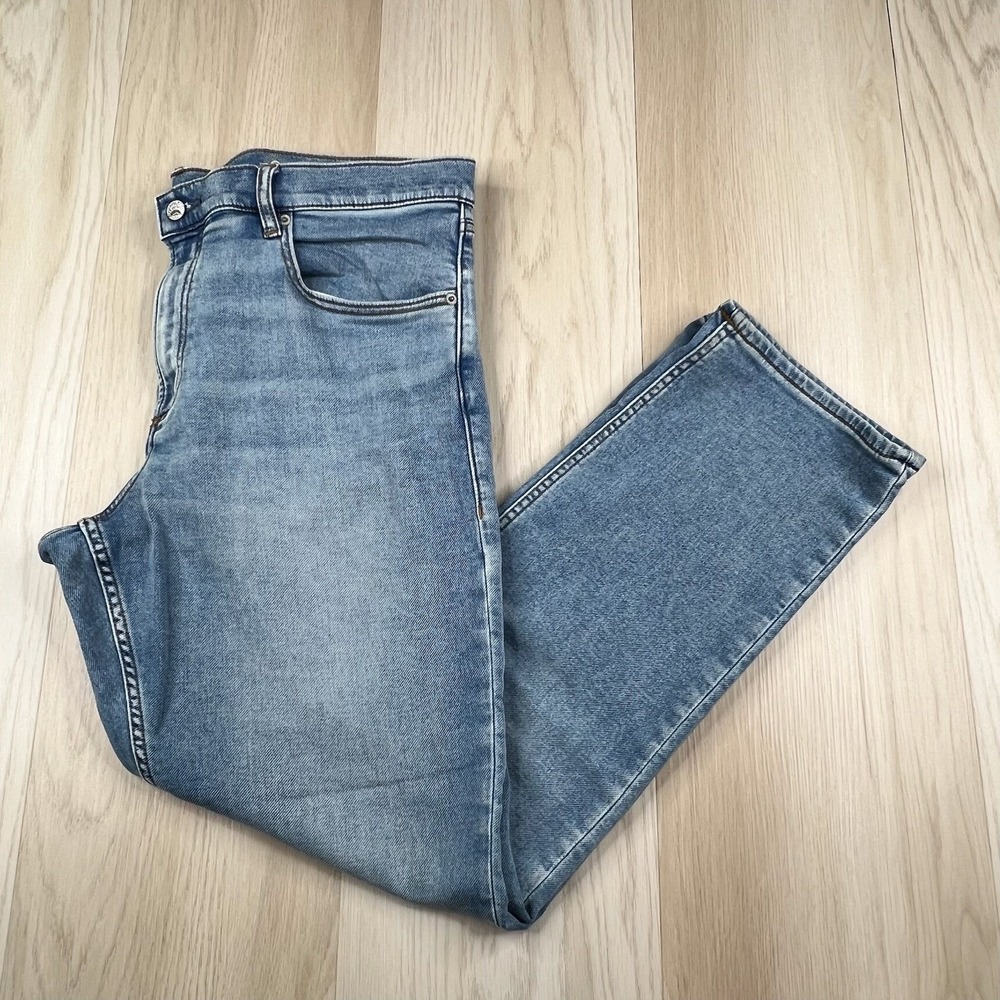 Faherty Indigo Dyed 5 Pocket Jeans Mens Size 38 Inseam 30" Light Blue Wash